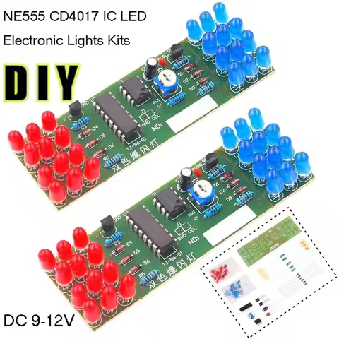 NE555 CD4017 IC LED Electronic Lights Kits Red Blue Dual-Color DIY Kit Strobe Electronic Suit Flashi