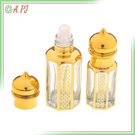[APJ] 3/6/15ml Roll On Bottle Glass Mini  Container Portable  Perfume Bottle Gold Empty Roll-On Bott