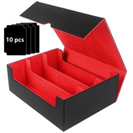 3 Rows Deck Box Card Box Dice Storage Box PU Leather Pokemon Card Holder Trading Cards for Magic Gam