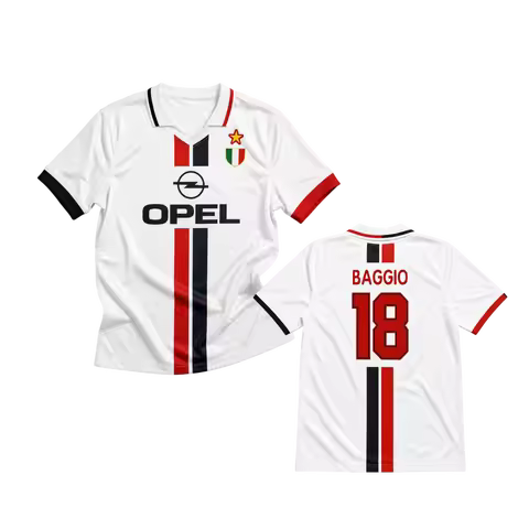 95/96 Milan Roberto Baggio 10# Unisex Retro Football Jersey Shirt, 3D Print Mesh Ventilation Quick-d
