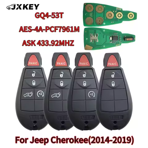 JXKEY GQ4-53T PCF7961M 4A Chip 433MHz Remote Car Key for Jeep Cherokee Sport KL 2014 2015 2016 2017 