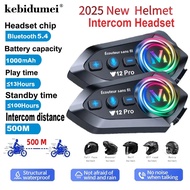 Y12 Pro Dual Mic Motorcycle Helmet Intercom Headset Wireless Hands-free Call Waterproof Music Player