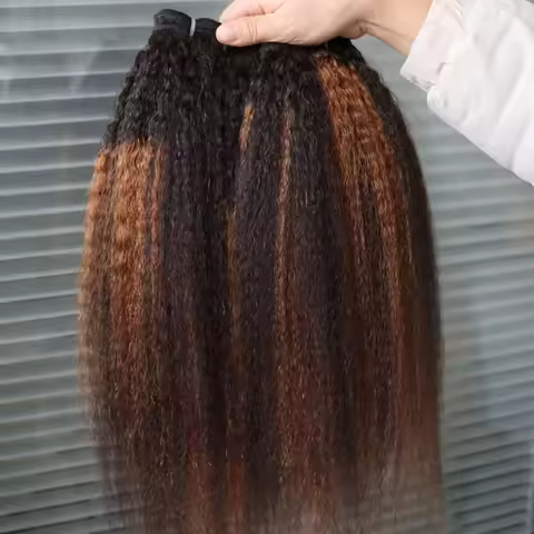 Highlight Blonde Color 1B/30 Brazilian Virgin Human Hair Bundles Weft Kinky Straight Ombre Hair Weav