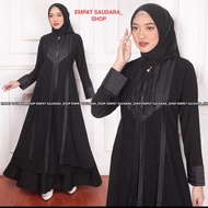 Empat Saudara//COD Gamis Abaya Turkey/ Abaya Arab Hitam Jersey Mix Ceruti Bordir Mote Swarosky Turke