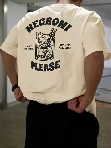 Negroni Cocktail "Please" Print Mens WomenT Shirt Perfect Summer Casual Drinks Out Sport Street Y2K 