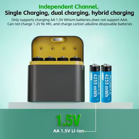 AA Smart Battery Charger 8 Slots for 1.5V AAA Rechargeable Lithium Ion Batteries Intelligent 1200 Ti