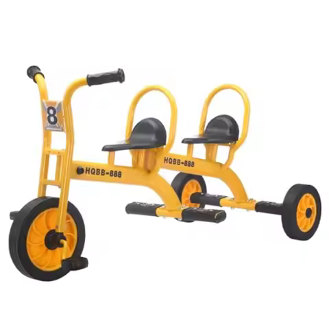 Tricycle for Ages 3-8 Double Trike Bike Preschool Daycare Outdoor Tandem Bike with Airless Rubber Ti