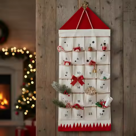 Fillable Advent Calendar Christmas Advent Calendar with 24 Pockets Fabric Empty Advent Calendar Hang