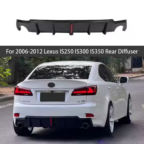 For Lexus IS250 IS300 IS350 With LED Light 2006-2012 Rear Bumper Lip Separator Diffuser ABS Material