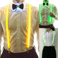 Men's LED Light Up Suspenders Unisex 3 Clips-on Braces Vintage Elastic Y-shape Adjustable Trousers S