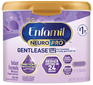 Enfamil NeuroPro Gentlease Baby Formula, Infant Formula Nutrition, Brain Support that has DHA, HuMO6 Immune Blend, Designed to Reduce Fussiness, Crying, Gas &amp; Spit-up in 24 Hrs, Reusable Tub, 19.5 Oz