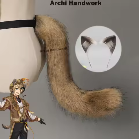 Archi Handwork Ruggie Bucchi Hyena Furry Ears Headband Headwear Plush Tail Animal Fursuit Orc Cospla