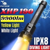 Puteer Underwater Flashlight Torches Diving Flashlight Xhp70. for Diving Scuba Night Fishing 3 Modes