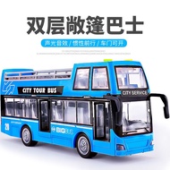 [YEEN] Double-decker Bus Convertible Sightseeing Bus Children's Toys Simulation Bus Model Car Inertial Pull Back Car Boy Toy Car Sound Light Toy Can Open Door