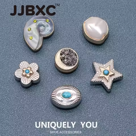 JJBXC CHARM Metal Shoe Buckle cross Shoe Accessories Metal Conch Pearl DIY Fashion Shoes Accessories