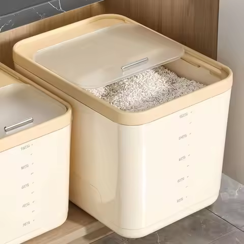 5/10/15KG Rice Storage Box Home with Lid Insect Proof Moisture Proof Rice Box Sealed Jar Kitchen Con