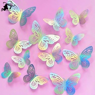 LISHU New 12pcs Happy Birthday Cake Topper Rose Gold Folding Type Butterfly Kids Party Cake Topper D