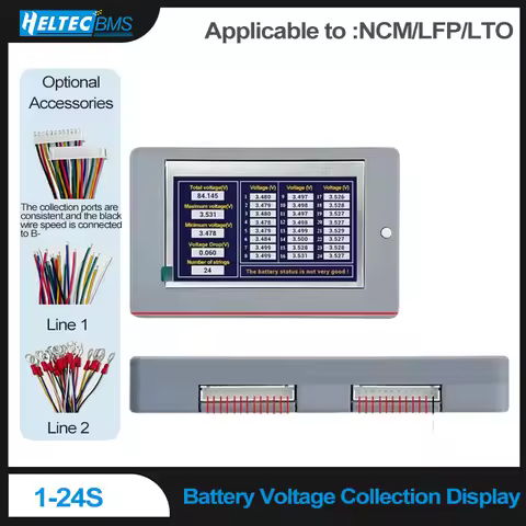 1-24S Battery Strings Tester Lithium Lifepo4 LTO Battery Cell Packs Voltage Detector Meter Voltmeter