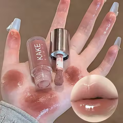 Milk Brown Crystal Lip Honey Oil Juicy Glass Lip Gloss High Shine Plumping Hydrating Non-Sticky Mirr