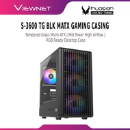 Invasion S-3600 TG BLK mATX Gaming Casing | Case Only No Fan / Tempered Glass Micro ATX | Mid Tower 