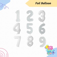 Jumbo White Number Foil balloon 100cm White Foil balloon/ White 0 - 9 Number Foil balloon/