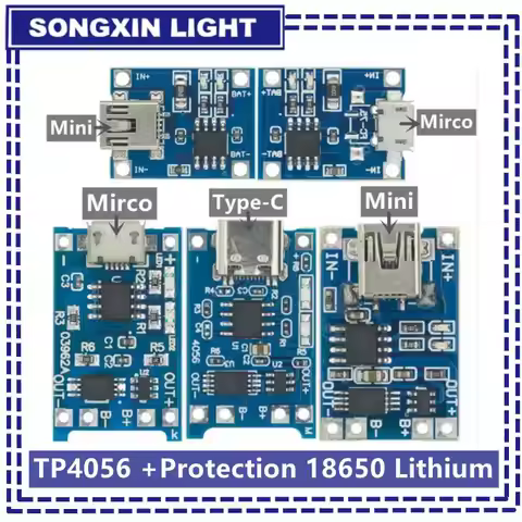 TP4056 +Protection Dual Functions 5V 1A Micro USB 18650 Lithium Battery Charging Board Charger Modul