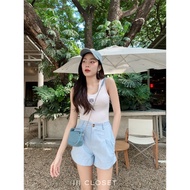 Shorts lll Freesize BA059 A-Line With Buttons + Front Zipper Side Bag Striped Barbie Fabric