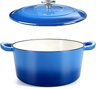 HaSteeL 6QT Dutch Dutch Oven, Cast Iron Enamel Pot for Kitchen Cooking Baking Searing (Bule)