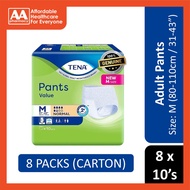 Tena Value Adult Pants Size M 10's (80-110cm / 31–43 inches) [8 Packs/Carton]