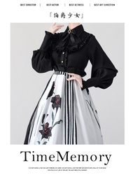 เสื้อเชิ้ตคอแหลมทรงเข้ารูปสไตล์ย้อนยุคสำหรับเด็กผู้หญิง Empress Lolita เสื้อเชิ้ตแขนยาวทรงเข้ารูปสวม