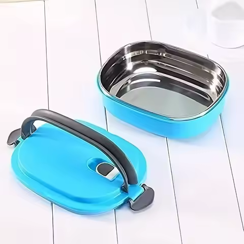 1pc Rectangular Lunch Box, Bento Box, Student Office Worker Insulated Lunch Box, Portable Lunch Box,