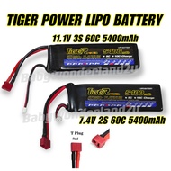 Tiger Rc Lipo battery batteri 7.4V 2S 60C 5400mAh T Plug 11.1V 3S 60C 5400mAh