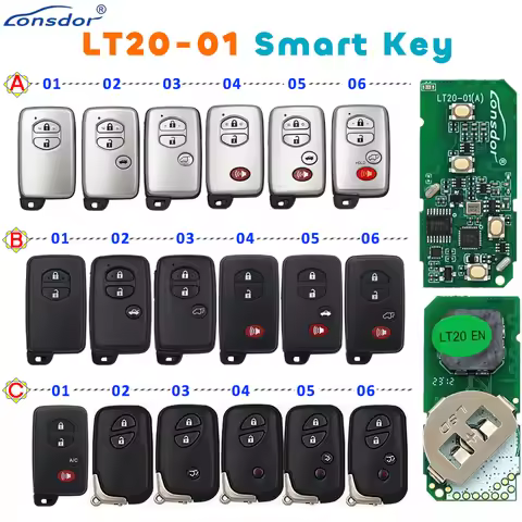 Lonsdor LT20-01 Universal LT20 Smart Key PCB 8A+4D 4 Buttons For Toyota & Lexus Support K518 & K518I