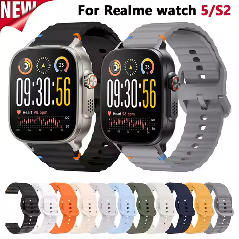 18/20/22mm Sport Silicone Strap For Realme Watch 5 Bracelet for Realme Watch S2/Realme S SPro/2 Pro 