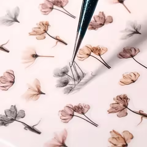 2Gradient Flower and Leaf Nail Art Stickers - Self-adhesive，Semi-glossy，Exquisite floral design，DIYN
