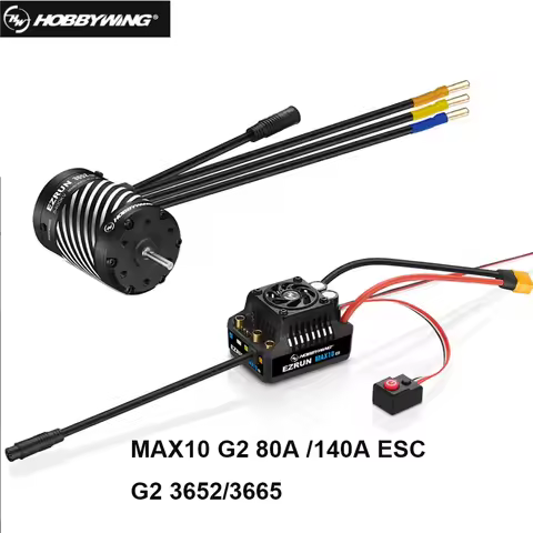 Hobbywing EzRun MAX10 G2 Brushless ESC 80A 140A with 3652 3665 G3 Turbo Motor Waterproof for 1/10 RC