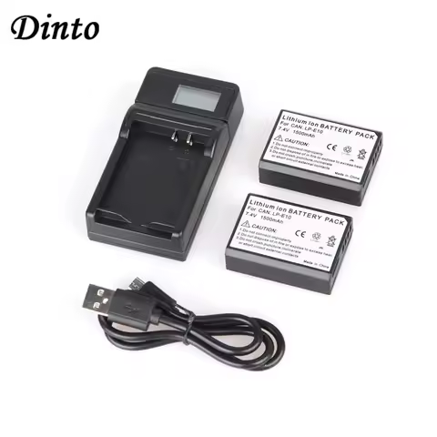 Dinto 2pcs LP-E10 LP E10 LPE10 Digital Camera Battery + USB LCD Display Charger for Canon EOS Rebel 