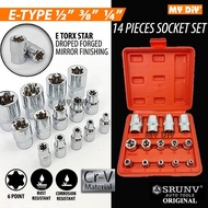 MYDIYSDNBHD - SRUNV 14pcs E Type Socket Set Torx Star Socket / Automotive Socket / E Soket Kereta Ko