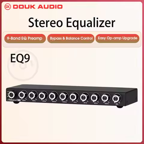 Douk Audio HiFi EQ9 9-Band Stereo EQ Preamp Analog Pre-Amplifier Equalizer Audio Processor for Home/