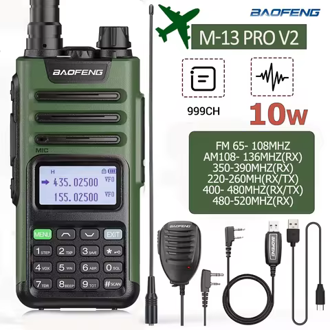 Baofeng M-13 Pro Walkie Talkie 10W 999CH Air Band Wireless Copy Frequency Long Range Type-C UV-5R BF