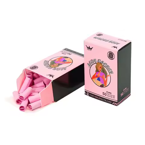 HORNET Unbleached Pre-Rolled Tips, 6mm Pink Cigarette Rolling Filters Tip, Unrefined Filter For Roll