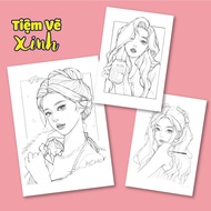 [TVX-09] Set Of 20 Personality Girl Coloring Pictures A5 Size Sharp Printing 200gsm Thick Paper Using Multi-Coloring Materials