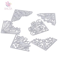BALSA 8Pcs Flowers Die Cuts, Metal Corner Corner Die Cuts, Embossing Template 2 Inches Flowers Lace 