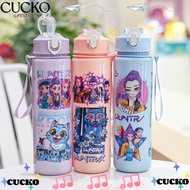 CUCKO K-pop Demon Hunters Water Cup, 700ml Anime Plastic Straw Mug, Portable with Straw with Lanyard