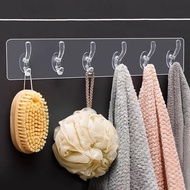 Hooks Transparent Holder Rack Bathroom Towel Sponge Storage Hanger Living Room Hat Clothes Seamless 