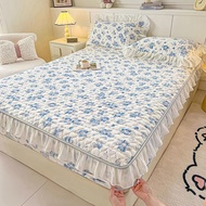 【Super low price】2025 New Single Bed Hat Korean Lace Bed Sheet Cover Chiffon Princess Wind Ins Cotto