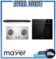 Mayer MMSS772HI [75cm] 2 Burner Stainless Steel Gas Hob + Mayer MMSI900LEDHS [90cm] Semi-Integrated Slimline Cooker Hood + Mayer MMDO8R [60cm] Built-in Oven with Smoke Ventilation System Bundle Deal!!