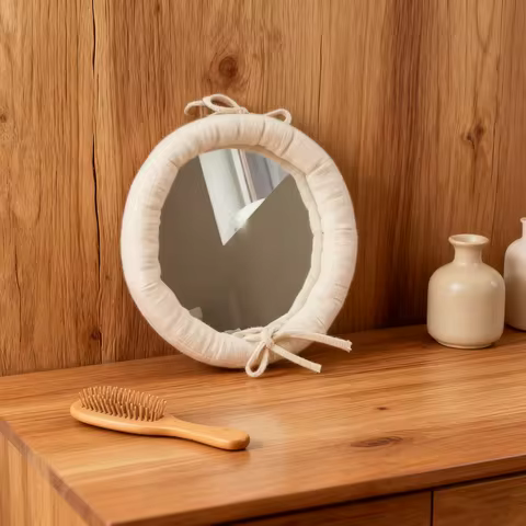 1pc Unique and Atypical Photo Props Decorative Mirror Designer Creative Wall Hanging Cotton Fabric M