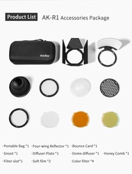 ประตู AK-R1 Godox/จมูก/ตัวกรองสี/ตัวสะท้อนแสง/รังผึ้ง/ชุดลูกตุ้มชงชาสำหรับ H200R AD200 Godox V1ไฟส่อ