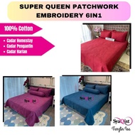 Cadar Patchwork Embroidery / Cadar Pengantin 100% Cotton (Super Queen) / Cadar Homestay